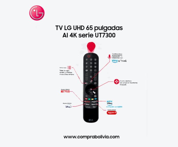 TV LG UHD 65 pulgadas  AI 4K serie UT73 con Smart TV WebOS24